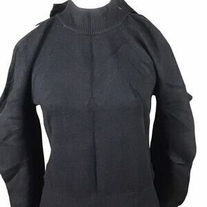 INC International Concepts Womens Black Cold Shoulder Bow Back Sweater Small NWT